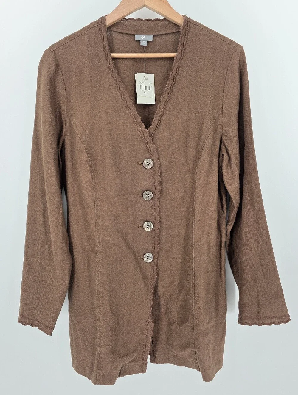 J. Jill Brown Linen Jacket, Sz M
